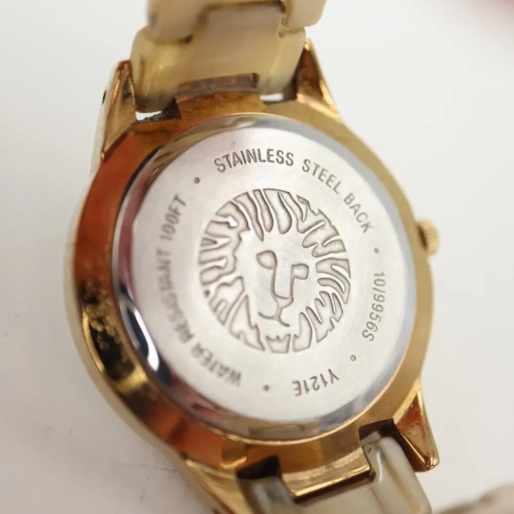 Anne Klein Women Watch 35mm MOP Gold Tone Acrylic SHORT Bracelet 5